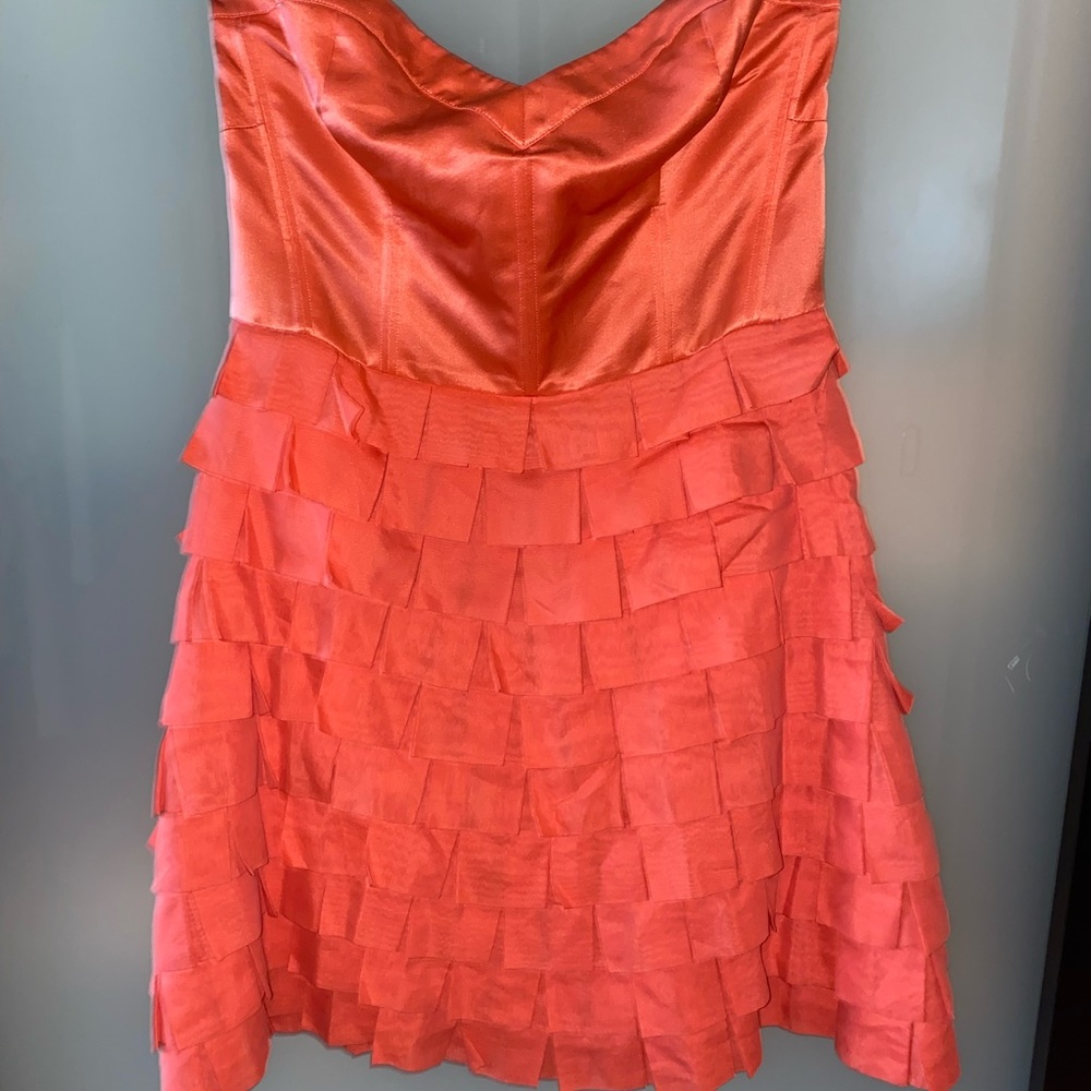 REISS Strapless Cocktail Dress Coral US8/UK12